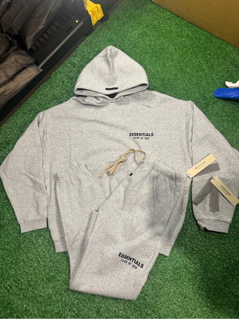 🔥 Fear of God Essentials Grey Hoodie & Sweatpants Set – Size Medium 🔥